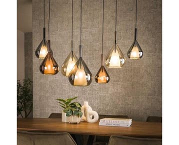 Hanglamp 4+3 wings mix glass - Zwart, Ophalen of Verzenden, Nieuw