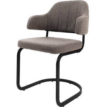 Eetkamerstoel Brown | Bouclé Armstoel, Huis en Inrichting, Stoelen, Overige kleuren, Verzenden, Nieuw, Stof