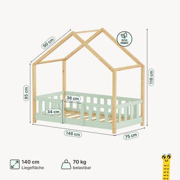 Kinderbed Treviolo met uitvalbeveiliging en matras 70x140 cm, Verzenden, Nieuw