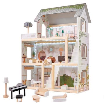 Zeer luxe grote houten poppenhuis/ speelhuis met meubels in, Ophalen of Verzenden, Nieuw