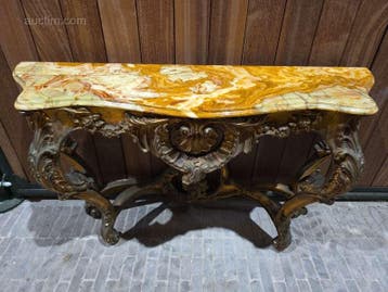Sierlijke wandtafel met marmeren blad, Nieuw