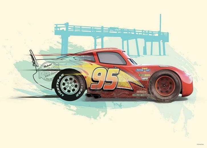 Kunstdruk Cars - Lightning McQueen - 70x50cm, Huis en Inrichting, Woonaccessoires | Schilderijen, Tekeningen en Foto's, Nieuw