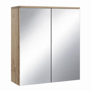 Spiegelkast Toledo 60 x 20 x 60 cm Kastanje Badkamerkast, Huis en Inrichting, Verzenden, Nieuw, Spiegelkast