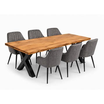 Milan Deal 200cm + 6x Vermont dark grey, Huis en Inrichting, Stoelen, Ophalen of Verzenden, Nieuw