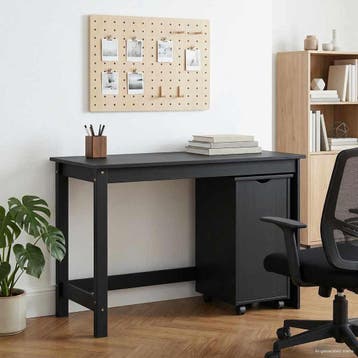 vidaXL Bureau Kas Set 2 st Zwart Massief grenenhout, Verzenden, Nieuw