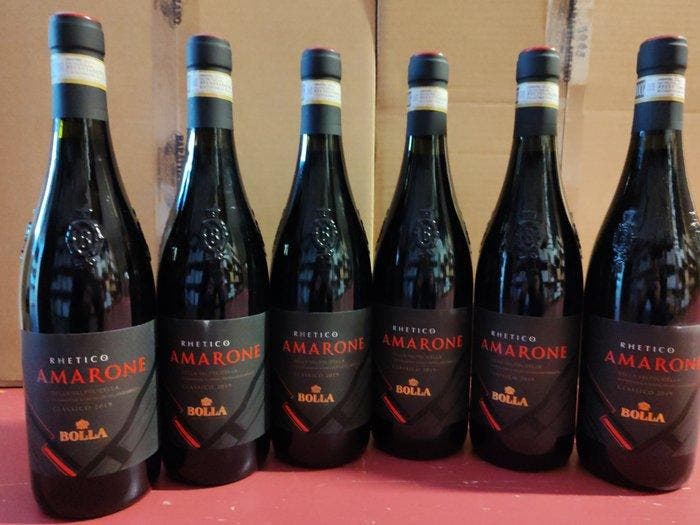 2019 Rhetico Bolla - Amarone della Valpolicella - 6 Flessen, Verzamelen, Wijnen
