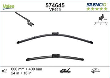 Valeo - Valeo Silencio VM445 flatbladeset - 40/60CM (2x), Ophalen of Verzenden, Zo goed als nieuw