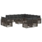 vidaXL Tuinbankenset 14 pcs Grijs en Donkergrijs poly rattan, Verzenden, Nieuw, 4 zitplaatsen