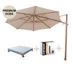 Siesta premium zweefparasol 350 cmØ houtlook frame sand 4, Tuin en Terras, Parasols, Ophalen of Verzenden, Nieuw