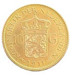 Gouden 10 gulden Wilhelmina 1911, Postzegels en Munten, Munten | Nederland, Verzenden, Goud, Koningin Wilhelmina, Losse munt