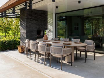 4SO Savanne/Hampton 8-persoons ovale tuinset 300x110 cm. -, Tuin en Terras, Tuinsets en Loungesets, Verzenden, Nieuw, Overige materialen