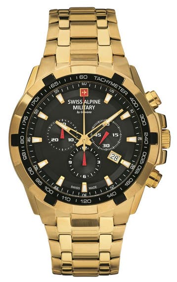 Swiss Alpine Military 7043.9117 heren horloge chronograaf 46, Overige merken, Staal, Verzenden, Polshorloge