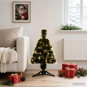 vidaXL Glasvezel kerstboom 64 cm 12 LEDs Warmwit PVC Groen, Diversen, Verzenden, Nieuw