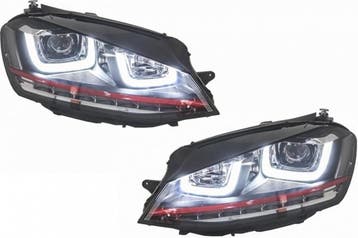 Koplampen Set U LED Dynamisch GTI Rood Geschikt Voor Golf..., Ophalen of Verzenden, Nieuw, Volkswagen