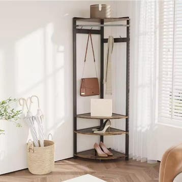 Hoekkapstok met Schoenenbank – 6 Dubbele Haken en Kledingrek, Huis en Inrichting, Woonaccessoires | Kapstokken, Verzenden, Nieuw