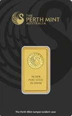 20 gram goudbaar - The Perth Mint met certificaat, Verzenden, Goud