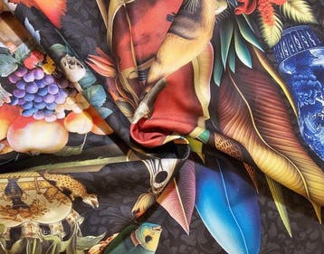 Textiel Vases Paradise met apen en flamingos - monochroom