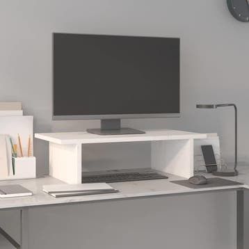 vidaXL Monitorstandaard 50x27x15 cm massief grenenhout wit, Verzenden, Nieuw