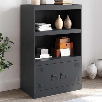 vidaXL Dressoir 67x39x107 cm staal antracietkleurig, Verzenden, Nieuw, 50 tot 100 cm, Metaal