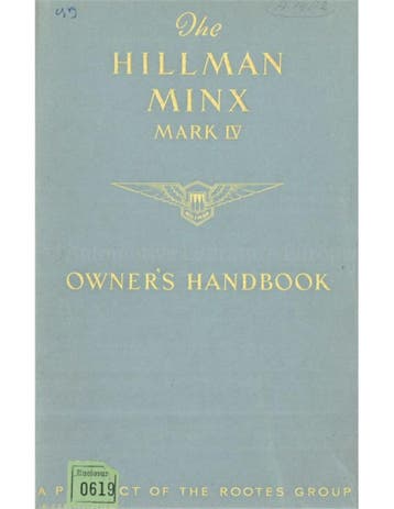 1949 HILLMAN MINX MARK IV INSTRUCTIEBOEKJE ENGELS