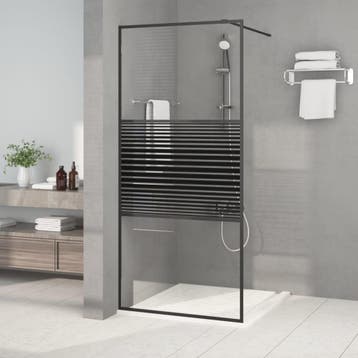 vidaXL Inloopdouchewand 90x195 cm transparant ESG-glas zwart, Verzenden, Nieuw