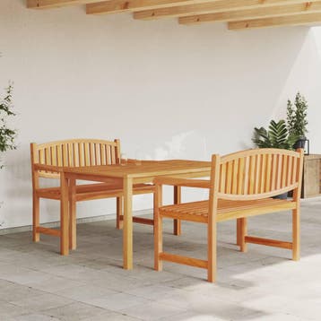 vidaXL 3-delige Tuinset massief teakhout, Verzenden, Nieuw, Hout, Tuinset