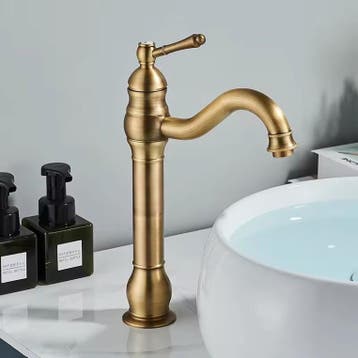 Antieke messing wastafelkraan warm en koud, Verzenden, Nieuw