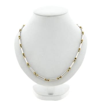 Bicolor gouden staafjes collier (Ketting), Ophalen of Verzenden, Gebruikt, Goud, Goud