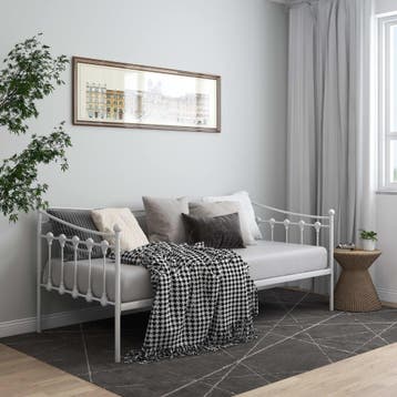 vidaXL Slaapbank metaal wit 90x200 cm, 90 cm, Eenpersoons, Verzenden, Wit