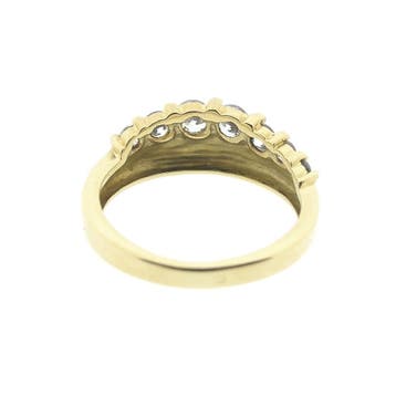 Gouden rijring met zirconia, Gebruikt, Ophalen of Verzenden, 17 tot 18, Met edelsteen
