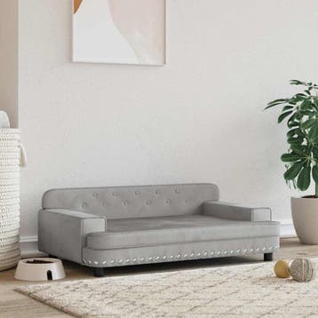vidaXL Hondenmand 90x53x30 cm fluweel lichtgrijs, Verzenden, Nieuw