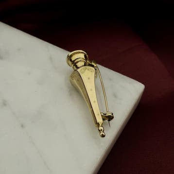 Vintage gouden broche van een breinaalddop, Ophalen of Verzenden, Gebruikt, Overige kleuren, Goud