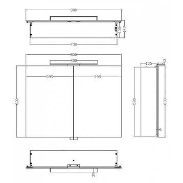 Spiegelkast Met Led Verlichting 80X60 Aluminium, Ophalen of Verzenden, Nieuw