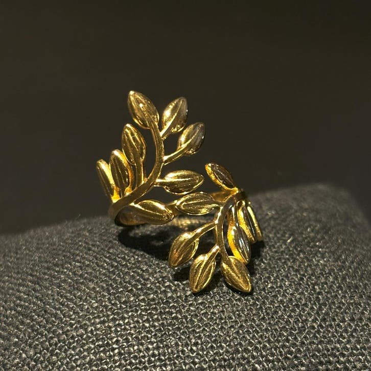 No-Fade Goud-Stijl Vergulde Rozen Tak Ring Sieraden, Sieraden, Tassen en Uiterlijk, Ringen, Dame of Heer, Goud, Nieuw, IJzer of Staal