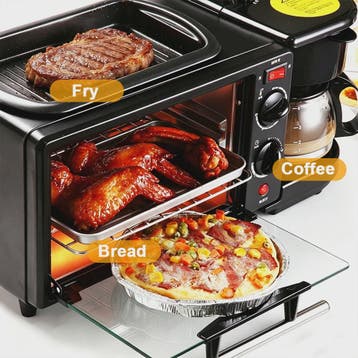 Multifunctionele Ontbijt Machine: Koffiezetter, Oven, Bakpla, Verzenden, Nieuw