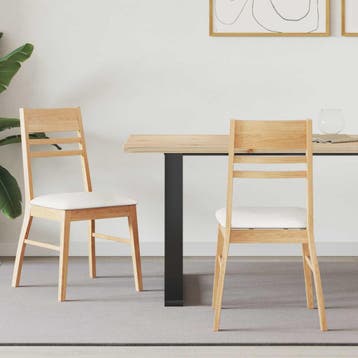 vidaXL Eettafelstoelen 2 st Massief Rubberhout Naturel 43 x, Verzenden, Nieuw, Bruin