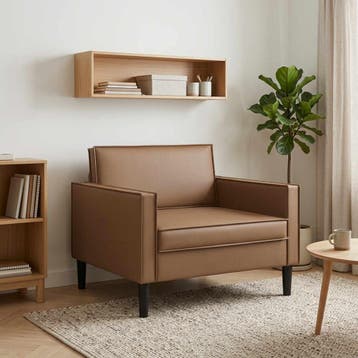 vidaXL XL fauteuil Cappuccino Kunstleer, Huis en Inrichting, Verzenden, Nieuw
