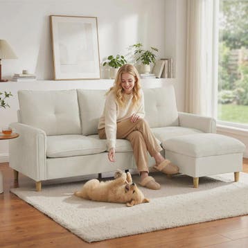HOMCOM 3-zits bank met opbergpouf - Verstelbare hoek, brede, Verzenden, Nieuw