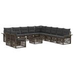 vidaXL Tuinbankenset 12 pcs Grijs poly rattan, Tuin en Terras, Tuinsets en Loungesets, Verzenden, Nieuw, 2 zitplaatsen