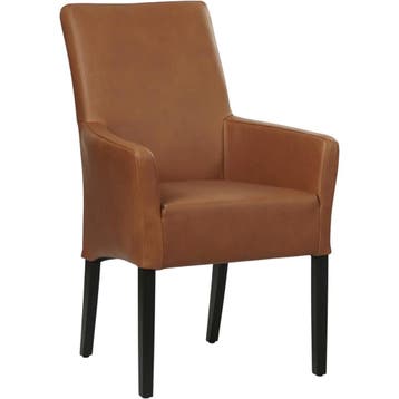 Leren eetkamerstoel Just met armleuning - Rancho Cognac, Ophalen of Verzenden, Nieuw, Leer, Bohemian, Eigentijds, Klassiek, Retro, Romantisch, Scandinavisch