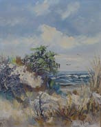 W.F. Reinders (1881–1960) - Duinen met zee en meeuwen, Antiek en Kunst