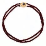 Halsketting - 14 karaat Geel goud - Granaat, Sieraden, Tassen en Uiterlijk, Kettingen, Nieuw