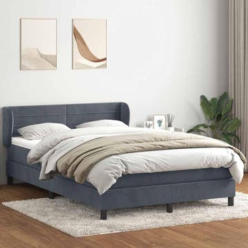 vidaXL Boxspring met matras fluweel donkergrijs 160x210 cm, Verzenden, Nieuw, Tweepersoons, Stof