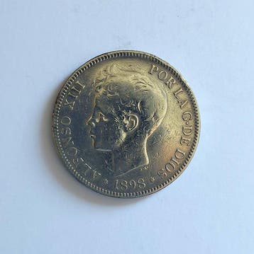 Spanje. Alfonso XIII. 5 Pesetas 1898 SGV (Zonder