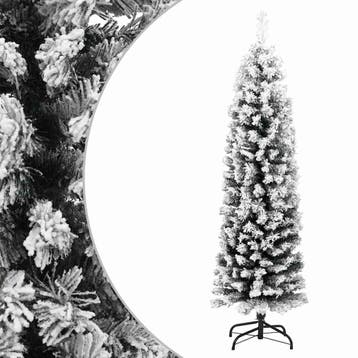 vidaXL Kunstkerstboom met sneeuw smal 120 cm PVC groen, Verzenden, Nieuw