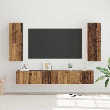 vidaXL Tv-meubelset 5 st Oud Hout Bewerkt hout, Minder dan 50 cm, Verzenden, Nieuw, Minder dan 100 cm