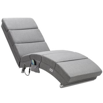 Ligstoel Londen Grijs met Massage- & Verwarmingsfunctie, Verzenden, Nieuw