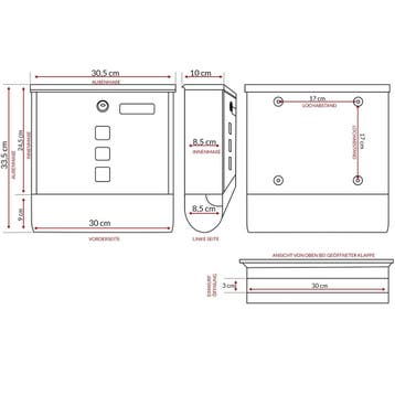 Brievenbus met krantenset wit 30,5x8,5x33,5cm (Interieur), Verzenden, Nieuw