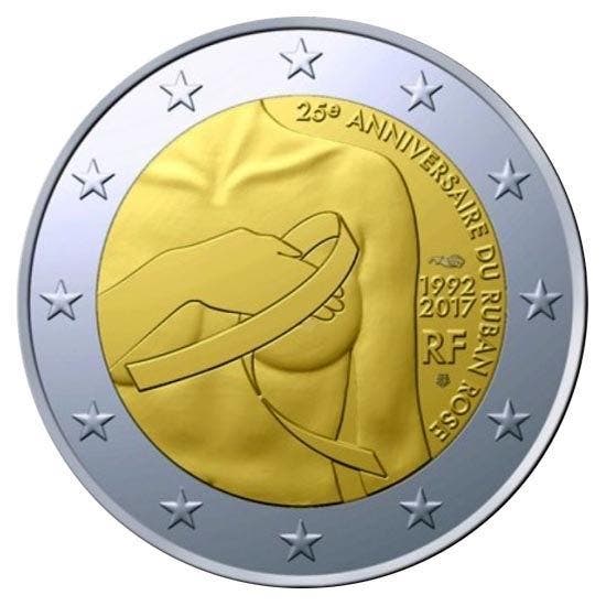 Frankrijk 2 Euro Pink Ribbon 2017 UNC, Postzegels en Munten, Munten | Europa | Euromunten, Verzenden