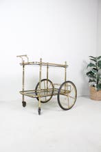 Vintage barcart jaren 50, Huis en Inrichting, Tafels | Bijzettafels, Gebruikt, Vintage, Glas, 75 cm of meer